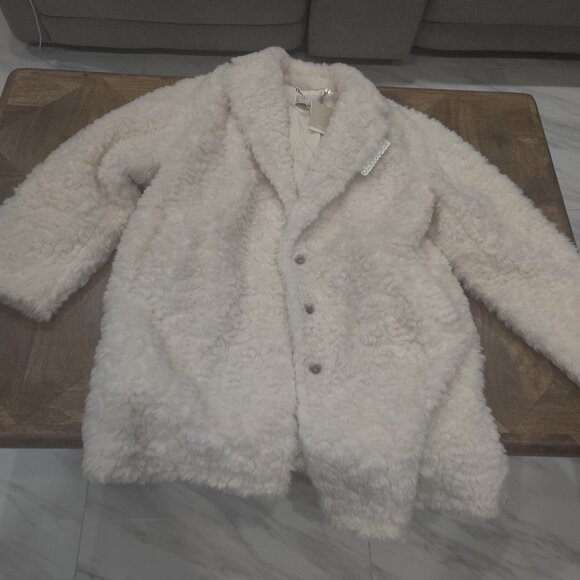 13DE MARZO Bear Fuzzy Long Coat  size L New Oversized - Picture 2 of 4